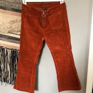 70s style corduroy zip up flair pants